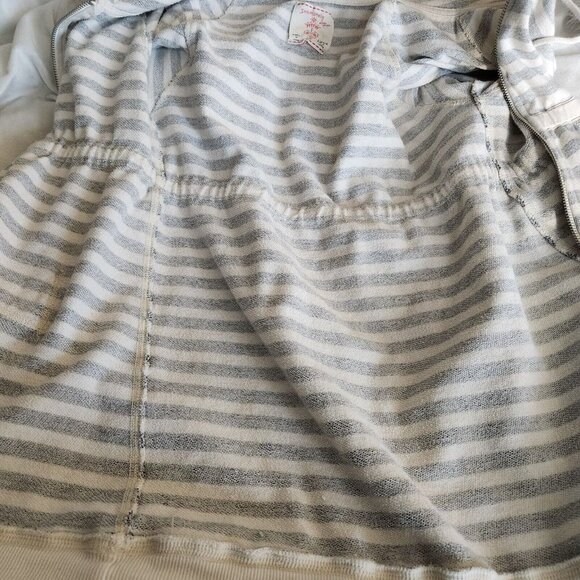 Intimately Free People Jacket‎ Gray Stripe Hooded Tie Waist Lounge Ivory small - Picture 8 of 14